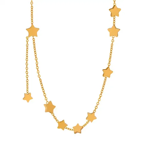 FXNT155 Gold-Plated Star Pendant Necklace with Tassel Chain Elegant Jewelry