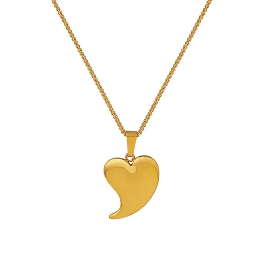 FXNT1201 18K Gold Love Heart Pendant Necklace Elegant Collarbone Chain Jewelry