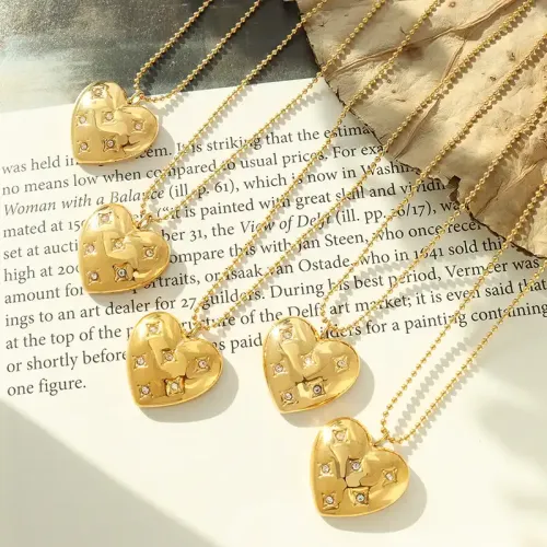 FXNT233 Designer Full Diamond Peach Heart Sweater Chain Long American Quality Heart-Shaped Necklace