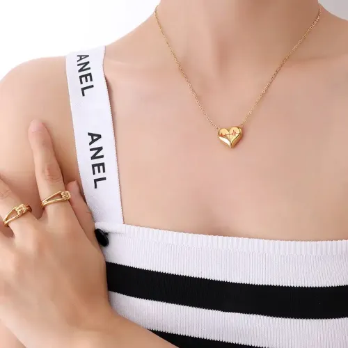 FXNT849 18K Real Gold Plated ECG Heart Necklace with Magnetic Attraction Trendy Home Jewelry