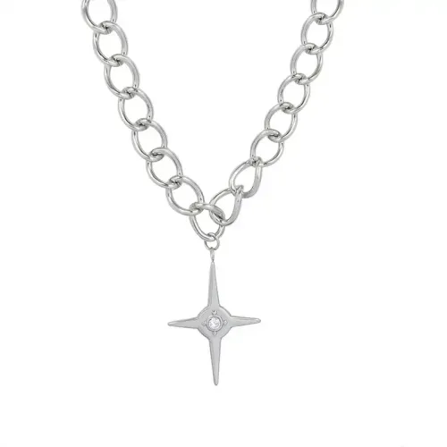 FXNT1142 Unisex Star Cross Zircon Necklace – Cool Handsome Jewelry Accessory