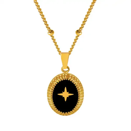 FXNT352 Geometric Star & Oval Brand Pendant Necklace Oil Dripping Design Fashion Jewelry