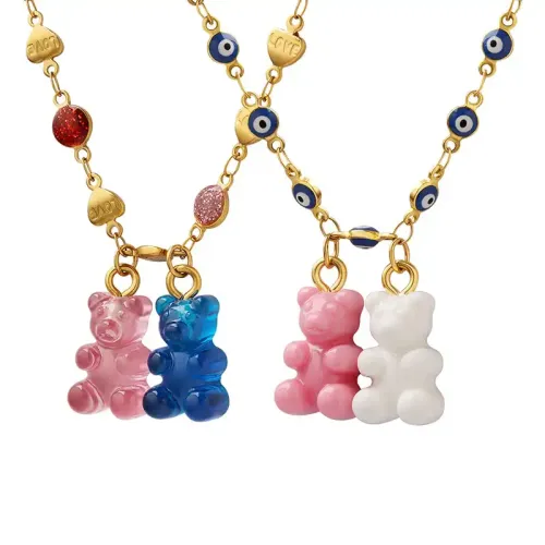 FXNT661 Charming Bear Pendant Necklace Sweet Women's Fashion Jewelry