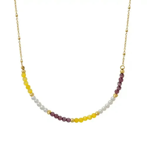 FXNT867 Chic Cat's Eye & Imitation Pearl Necklace Trendy Artisan Accessory Jewelry for Women