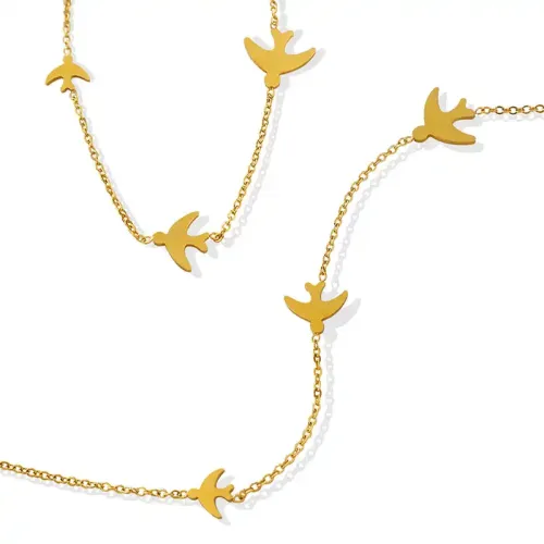 FXNT526 18K Gold Plated Swallow Pendant Clavicle Necklace Elegant Animal Jewelry