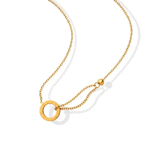FXNT720 Gold-Plated Roman Numeral Necklace, Geometric Clavicle Chain for Valentine's Day