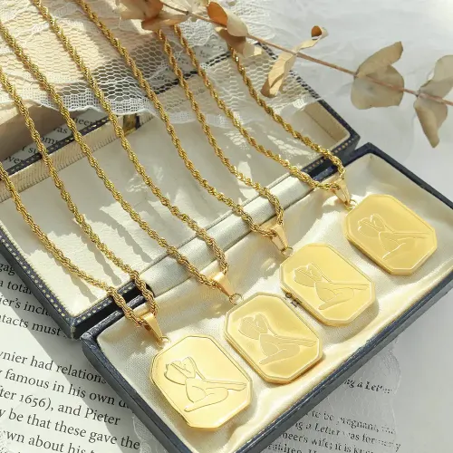 FXNT1116 Luxury Fang Necklace Punk Style 18K Real Gold Plated Jewelry for Fashionistas