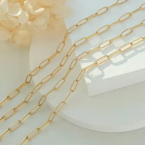 FXNT535 Hip-Hop Style 18K Real Gold Plated Stainless Steel Clavicle Chain Necklace