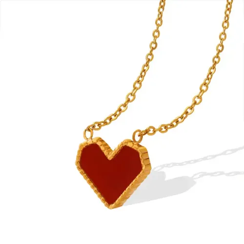 FXNT1 18K Gold-Plated Peach Heart Clavicle Necklace Elegant Love Pendant Women's Jewelry