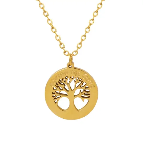 FXNT954 Chic Golden Tree Branch Hollow Ring Pendant Necklace, Trendy Women's Fashion Accessory