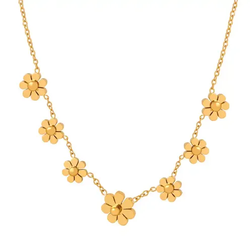 FXNT891 Elegant 18K Gold-Plated Chrysanthemum Clavicle Necklace Stainless Steel Women's Jewelry