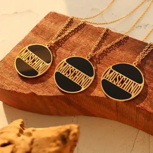 FXNT1089 Chic Acrylic engrave Medal Pendant Stylish Clavicle Chain Necklace