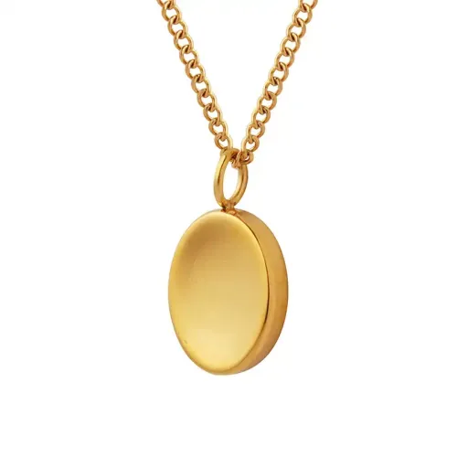 FXNT492 Minimalist Gold-Plated Oval Lentil Pendant Necklace Geometric Collarbone Chain
