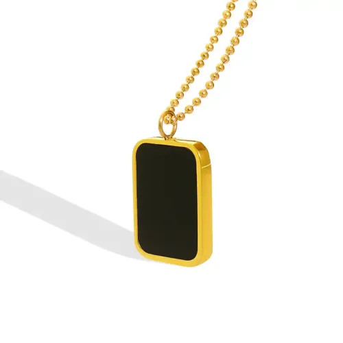FXNT1065 18K Gold-Plated enamel Black Long Pendant Necklace Chic Clavicle Chain