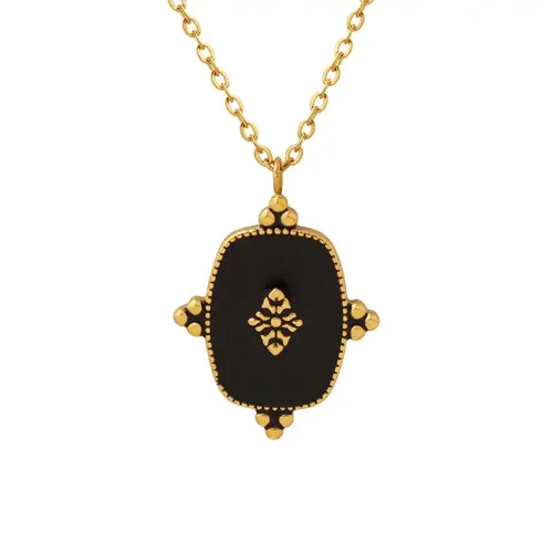 FXNT1253 Geometric Pendant Clavicle Necklace in 18K Gold, Women's Oil Drip Craft Jewelry with Drop Shipping
