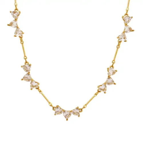 FXNT599 Elegant Heart-Shaped Zircon Gold-Plated Necklace, Celebrity-Inspired Dubai Fashion