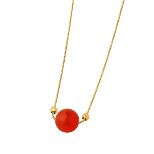 FXNT1031 Lucky Red Agate Snake Bone Chain Necklace Gold-Plated National Style
