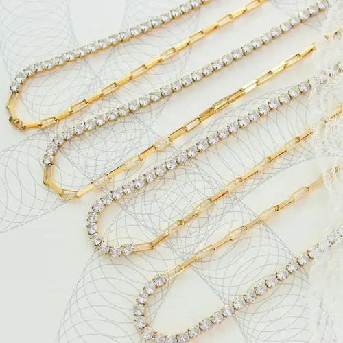 FXNT1112 18K Gold Plated Zircon Splicing Necklace Elegant Jewelry