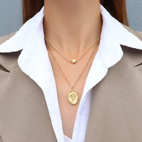 FXNT1227 18K Gold Women's Portrait Necklace Sexy Clavicle Chain Accessory in Vogue Style