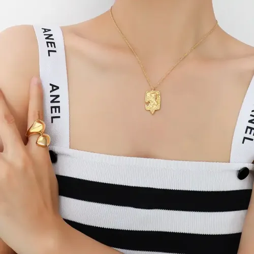 FXNT1139 18K Real Gold Plated Lion Pendant – 3D Deep Carved Necklace Clavicle Chain
