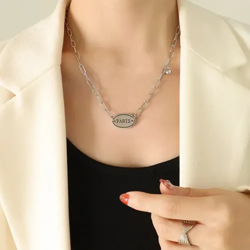 FXNT1078 Chic Geometric engrave Pendant Necklace Trendy Women's Clavicle Chain Accessory