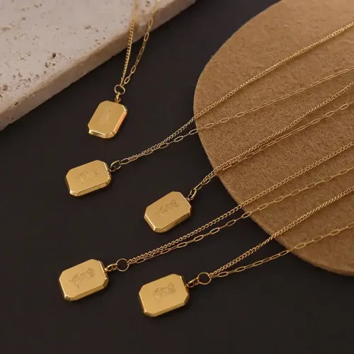 FXNT1104 18K Real Gold Plated Rose Flower Necklace, Elegant Women's Clavicle Chain