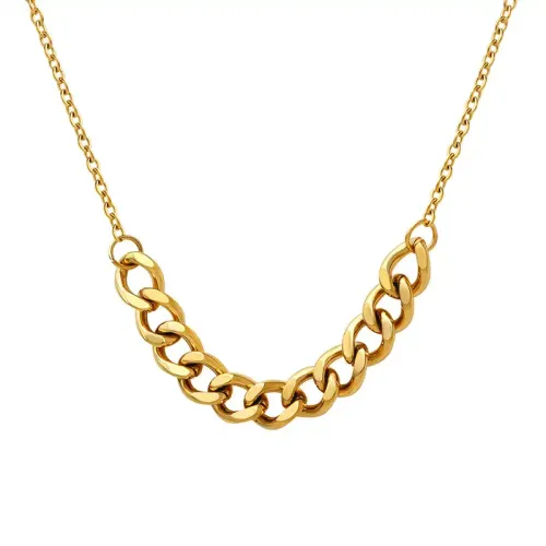 FXNT569 18K Gold Plated Thick Cuban Chain Necklace Hip Hop Style Luxury Jewelry