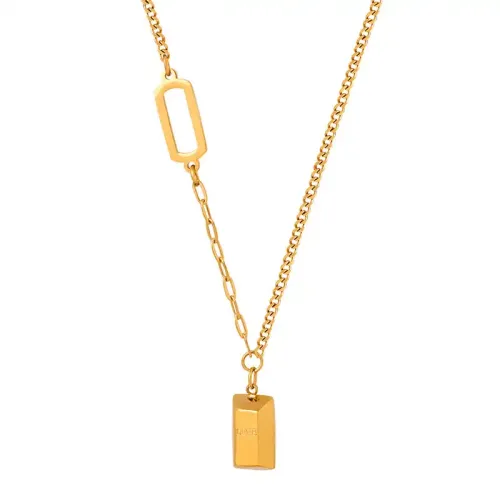 FXNT904 Elegant Gold-Plated Geometric Necklace Medieval Inspired Women's Jewelry