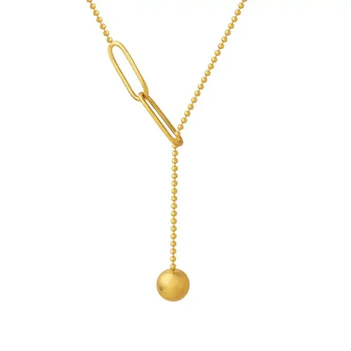 FXNT410 Adjustable Ball Clavicle Chain Necklace Versatile & Elegant Jewelry Piece