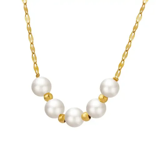 FXNT491 Wholesale Chic Imitation Pearl Pendant & Lip Chain Necklace Set