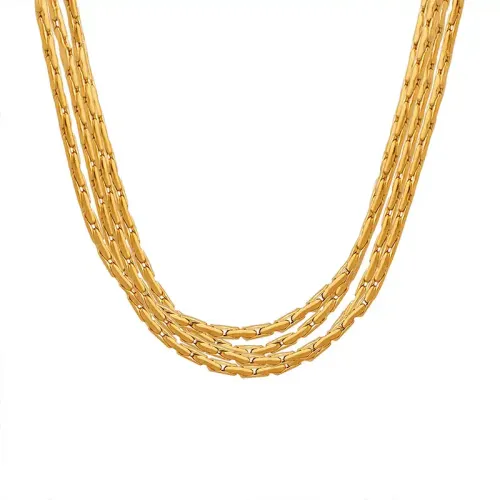 FXNT146 Chic Multi-Layered Collarbone Chain Necklace for Trendy Layering Look