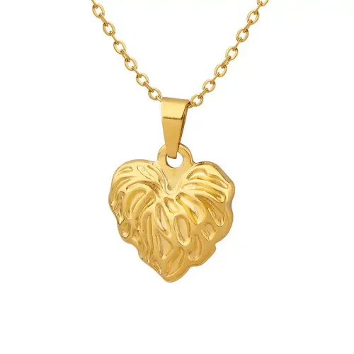 FXNT477 Elegant Gold-Plated Irregular Striped Heart Necklace High-Profile Love Pendant