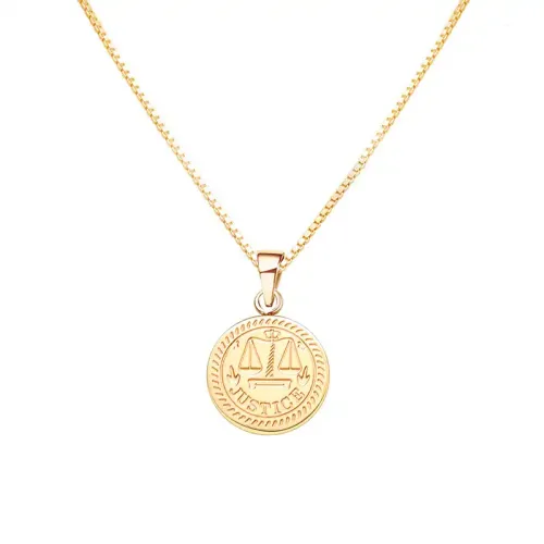 FXNT1125 Unisex Balance Pattern Color-Plated Round Clavicle Chain Necklace Jewelry
