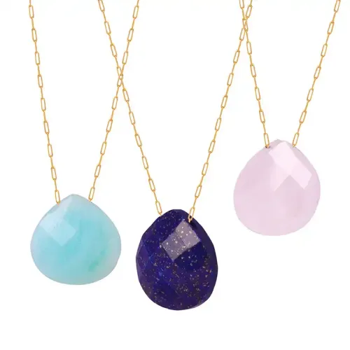 FXNT898 Elegant Women's Natural Stone Drop Pendant Necklace Fashion Jewelry Accessory