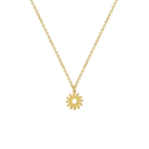 FXNT1244 Chic 18K Gold Small Sun Pendant Collarbone Necklace for Women, Elegant Accessory