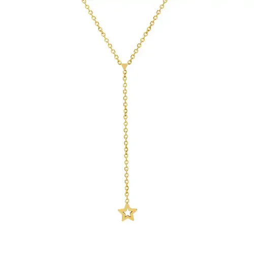 FXNT1236 18K Gold Geometric Triangle & Star Tassel Women's Clavicle Necklace