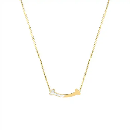 FXNT589 White Shell Pendant Smiling Necklace Women's Elegant Collarbone Jewelry