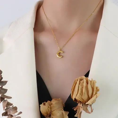 FXNT1164 Elegant C-Shaped Women's Necklace, Chic Clavicle Chain Accessory