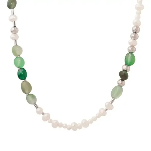 FXNT650 Handcrafted Freshwater Pearl & Natural Stone Bead Necklace by Expert Jewelry Manufacturer