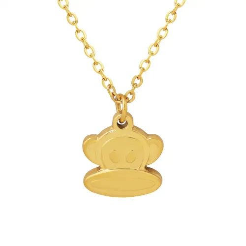 FXNT1241 Chic Gold-Plated Little Monkey Clavicle Necklace, Trendy Animal Pendant for Women