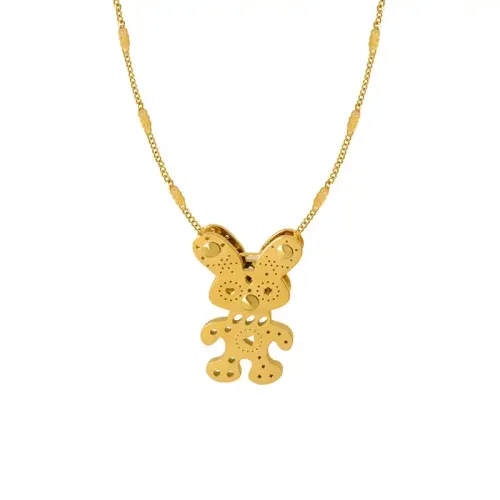 FXNT920 Gold-Plated Punk Rabbit Pendant Necklace for Women Fashion Jewelry