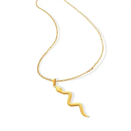 FXNT1079 18K Gold-Plated Smart Curved Snake Pendant Women's Clavicle Necklace Jewelry
