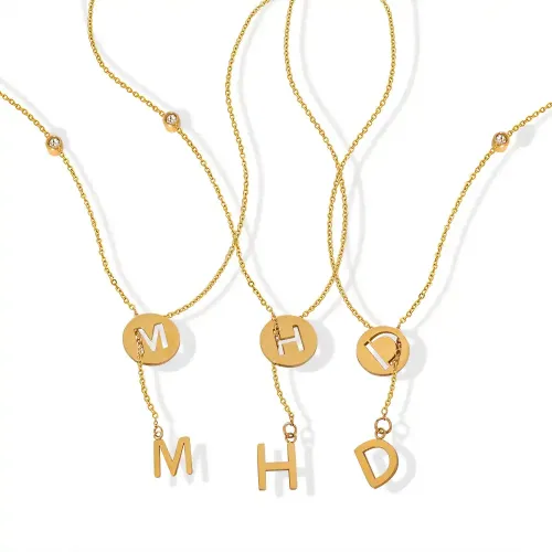 FXNT325 Hip Hop MHD Letter Hollow Y-Shape Tassel Necklace with Zircon Detailing