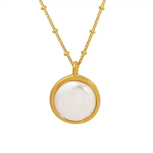 FXNT833 Chic Geometric Circle Necklace with Imitation Pearl Elegant Women's Clavicle Chain
