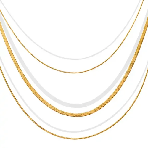 FXNT508 Women's Triple-Layered Blade Clavicle Necklace Chic Stacking Choker Chain