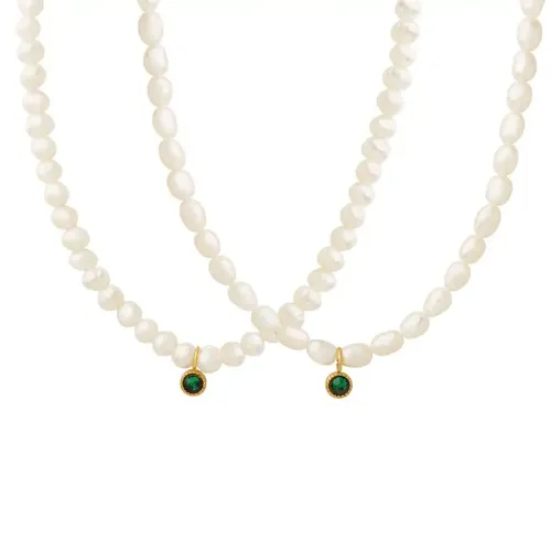 FXNT89 Autumn Elegance: Vertical Freshwater Pearl & Zircon Necklace for Winter Fashion