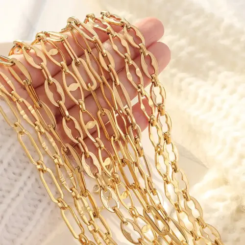 FXNT532 Hip-Hop Inspired 18K Gold Plated Geometric Layered Chain Necklace & Bracelet Set