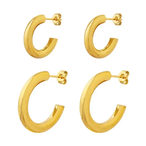 FXET258 Solid size Vegetarian C -shaped earrings female plating 18K gold earrings wholesale