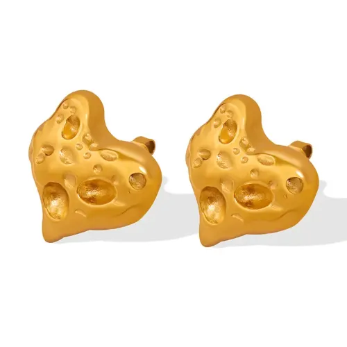 FXET272 Earrings gold -plated hammer Tattoos irregular peach heart earrings earrings accessories accessories