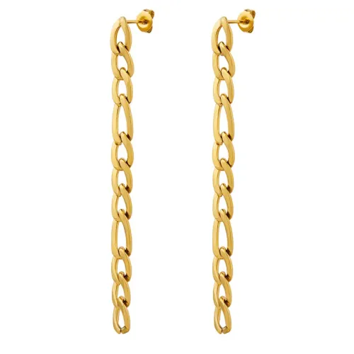 FXET537 Chain asymmetric earrings earrings necklaces women's 18k gold-plated jewelry Figaro chain earrings